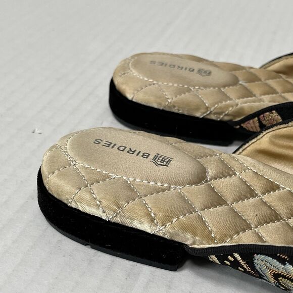 Birdies Phoebe Embroidered Floral Jacquard Slipper Mules Flats in Black Size 8.5 - Picture 8 of 15